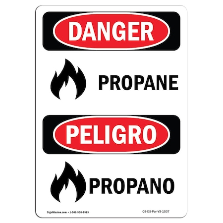Signmission Safety Sign, OSHA Danger, 5" Height, Propane, Bilingual Spanish, 10PK OS-DS-D-35-VS-1537-10PK